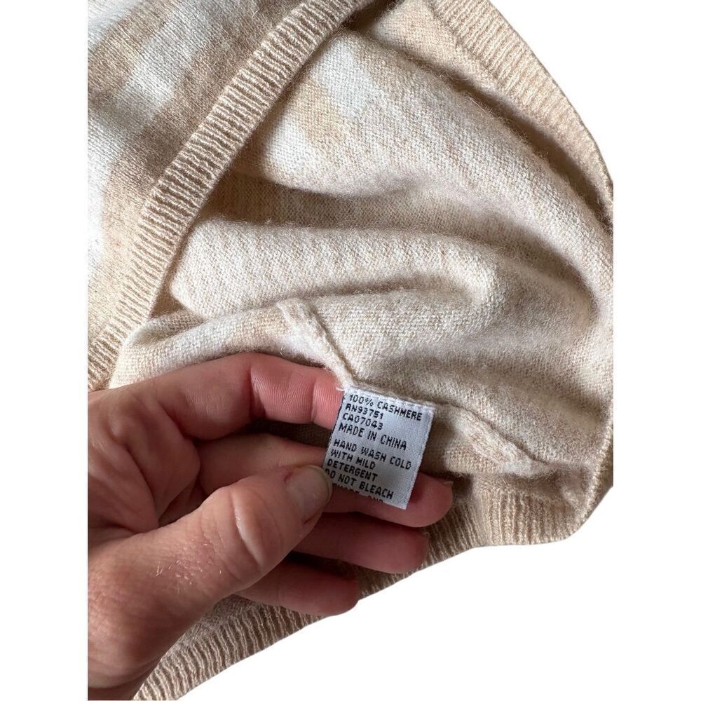 in Cahsmere Large Cashmere Cream Striped Box Neck Long Sleeve Sweater - Picture 7 of 8